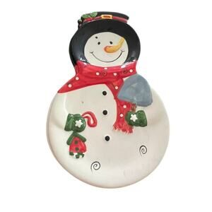Set of 4 Snowman plates w 2 snowmen coffee mugs Christmas festive holiday